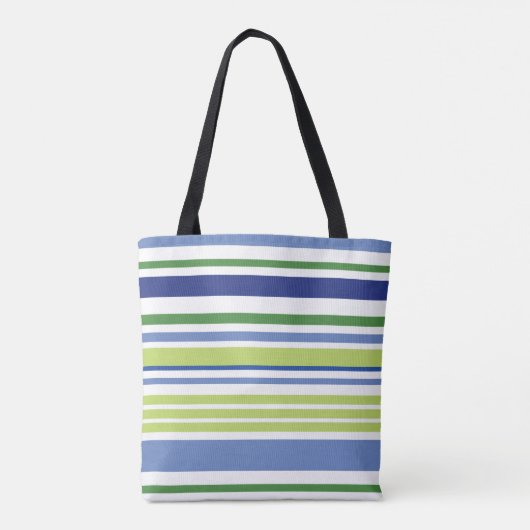 Blauw en groene streep tote bag (Achterkant)