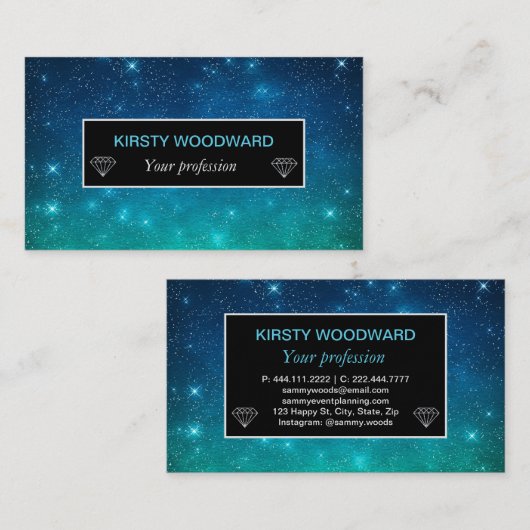 Blauw en groene verloopschemering visitekaartje (Voorkant / Achterkant)