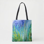 BLAUW EN GROENE WATERVERF MET ALGAE TOTE BAG (Voorkant)