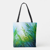 BLAUW EN GROENE WATERVERF MET ALGAE TOTE BAG (Achterkant)