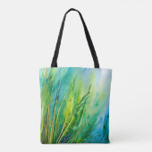 BLAUW EN GROENE WATERVERF MET ALGAE TOTE BAG (Achterkant)