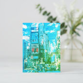 blauw en groene Waterverf Times Square NY  Briefkaart (Staand voorkant)
