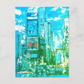blauw en groene Waterverf Times Square NY Briefkaart (Voorkant)
