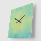 Blauw en Groene waterverf Vierkante Klok (Hoek)
