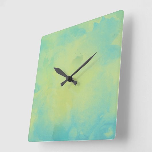 Blauw en Groene waterverf Vierkante Klok (Hoek)