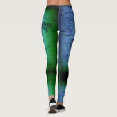 Blauw en Groenen Abstract Leggings (Achterkant)
