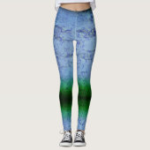 Blauw en Groenen Abstract Leggings (Voorkant)