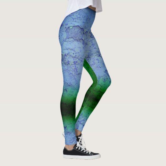 Blauw en Groenen Abstract Leggings (Rechts)