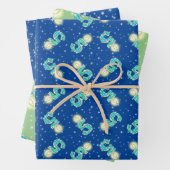 Blauw- en groenpapier voor de vijfde verjaardag va inpakpapier vel (In situ)