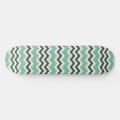 Blauw en Grungy Chevron Patroon Persoonlijk Skateboard (Horizontaal)