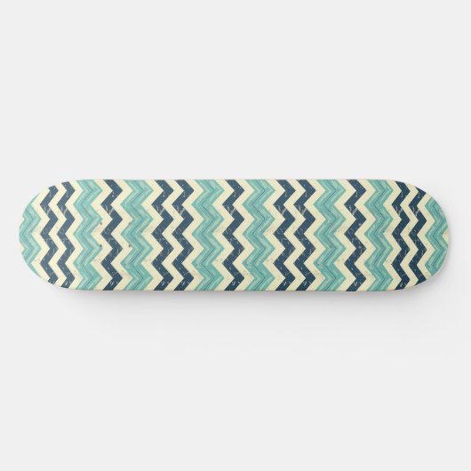 Blauw en Grungy Chevron Patroon Persoonlijk Skateboard (Horizontaal)