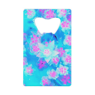 Blauw en heet roze succulent onderwater sedum creditkaart flessenopener