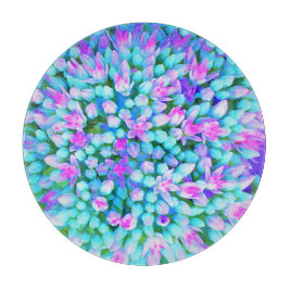 Blauw en heet roze vetplant Sedum Bloemen Detail Snijplank