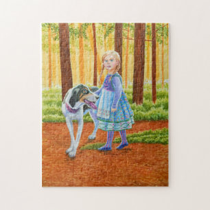 Blauw en hond legpuzzel