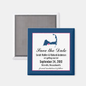 Blauw en Hot Pink Cape Cod Kaart Opslaan van de da Magneet (Voorkant / Achterkant)