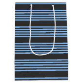 Blauw en houtskool met vijf strippen medium cadeauzakje (Achterkant)