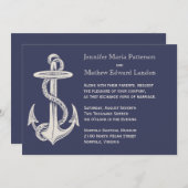 Blauw en Ivoor  Anker Bruiloft Uitnodiging (Voorkant / Achterkant)