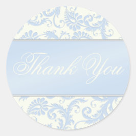 Blauw en Ivoor Damask Dank u Sticker