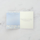 Blauw en ivoor damast bedankkaart (Binnen)