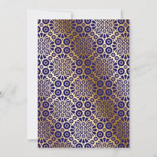 Blauw en Ivoor Islamitische Boog Moslim Bruiloft Kaart (Achterkant)