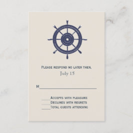 Blauw en Ivoor Nautisch Thema Bruiloft RSVP Kaart