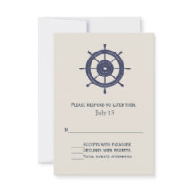Blauw en Ivoor Nautisch Thema Bruiloft RSVP Kaart