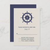 Blauw en Ivoor Nautisch Thema Bruiloft RSVP Kaart (Voorkant / Achterkant)