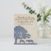 Blauw en Ivoor Paard Boerderij Save The Date Aankondigingskaart (Staand voorkant)