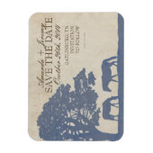 Blauw en Ivoor Paard Boerderij Save The Date Magneet (Verticaal)