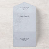 Blauw en ivoor Rozen op Bord Blauw All In One Uitnodiging (Buitenkant)