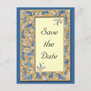 Blauw en Ivoor Save the Date Briefkaart