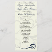 blauw en ivoor Trouwprogramma Rack Kaart (Voorkant)