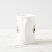 Blauw en Ivory Floral Bone China Mok (Achterkant)