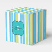 Blauw en kalkgroen gestreept bedankdoosjes (Voorkant Zijde)