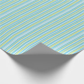 Blauw en kalkgroen gestreept cadeaupapier (Hoek)