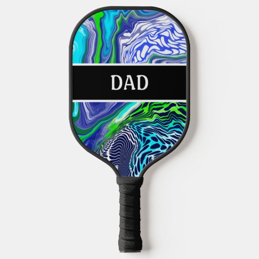 Blauw en kalkgroen kleurverfeffect pickleball paddle (Voorkant)
