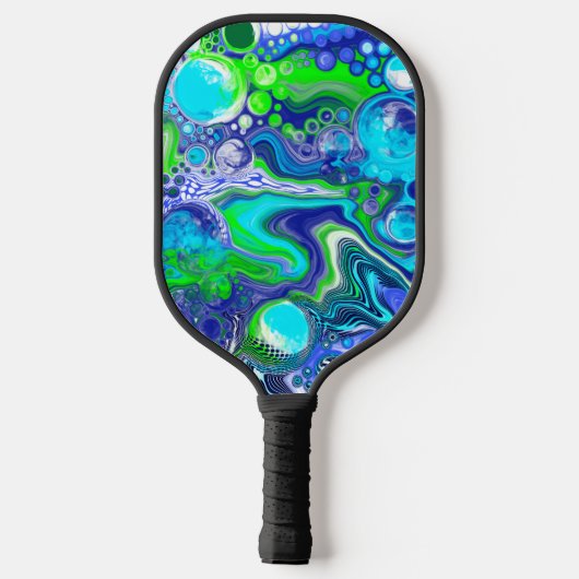 Blauw en kalkgroen kleurverfeffect pickleball paddle (Achterkant)