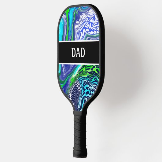 Blauw en kalkgroen kleurverfeffect pickleball paddle (Links)