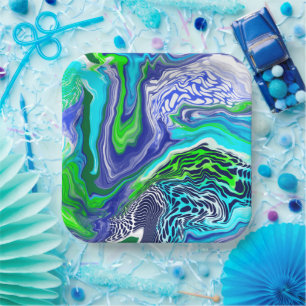 Blauw- en kalkgroene marmer-zwembroeken Birthday P Papieren Bordje