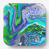 Blauw- en kalkgroene marmer-zwembroeken Birthday P Papieren Bordje (Voorkant)