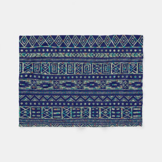 Blauw en kleurrijk driedimensionaal patroon fleece deken (Voorkant (Horizontaal))