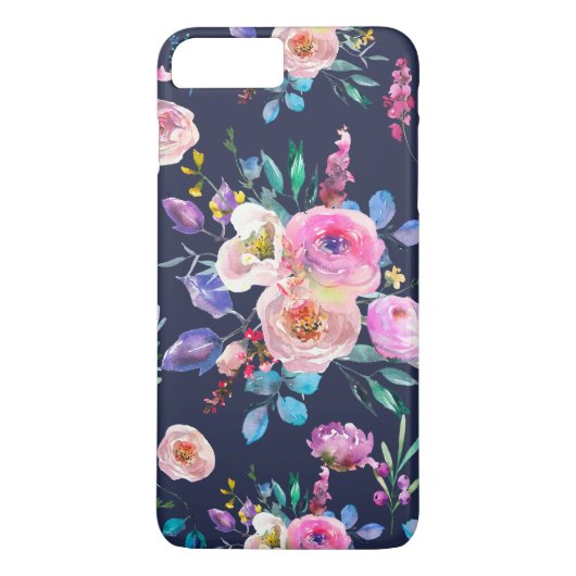 Blauw en kleurrijke bloemen Bouquet Pattern Case-Mate iPhone Case (Achterkant)