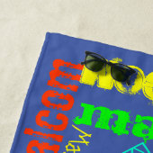 Blauw en kleurrijke herhalingsnaam Collage Strandlaken (In situ)