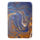 Blauw en koper Abstracte moderne kunst Badmat (Voorkant Verticaal)