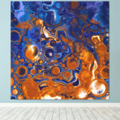 Blauw en koper Abstracte moderne kunst Canvas Afdruk (Insitu (Houten vloer))