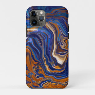 Blauw en koper Abstracte moderne kunst Case-Mate iPhone Case