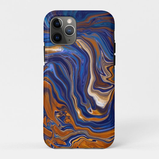 Blauw en koper Abstracte moderne kunst Case-Mate iPhone Case (Achterkant)