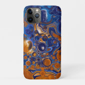 Blauw en koper Abstracte moderne kunst Case-Mate iPhone Case (Achterkant)