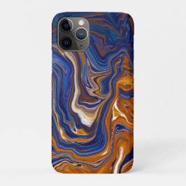 Blauw en koper Abstracte moderne kunst Case-Mate iPhone Case