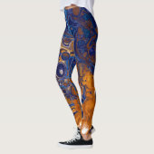 Blauw en koper Abstracte moderne kunst Leggings (Links)